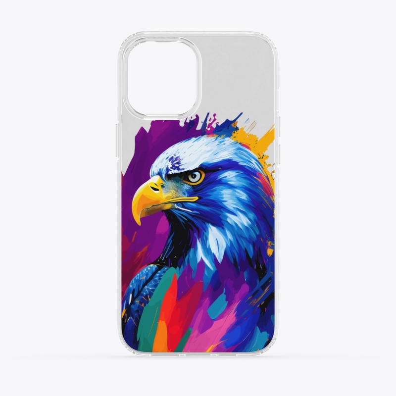 Vibrant Eagle in colorful splatter, left