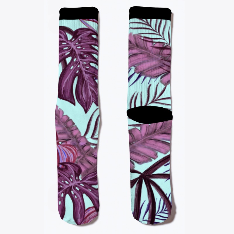 Purple socks, Palm leaves