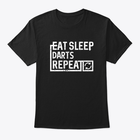 Eat Sleep Darts Black T-Shirt Front
