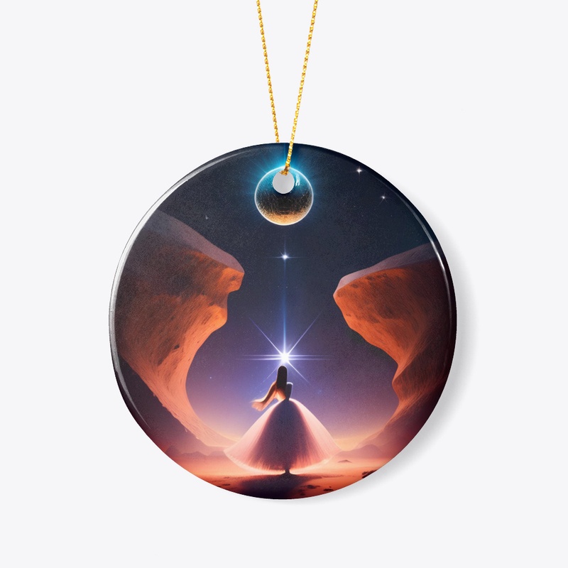 A woman and moon and stars design