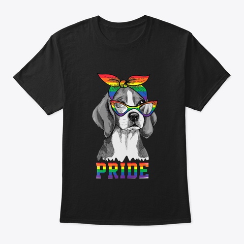 Cute Dog Lover Puppy Beagle Mom Dad Gay  Black T-Shirt Front