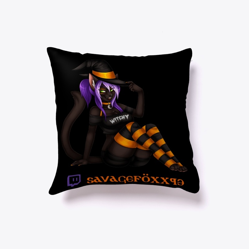Black Kitty Witch Pillow