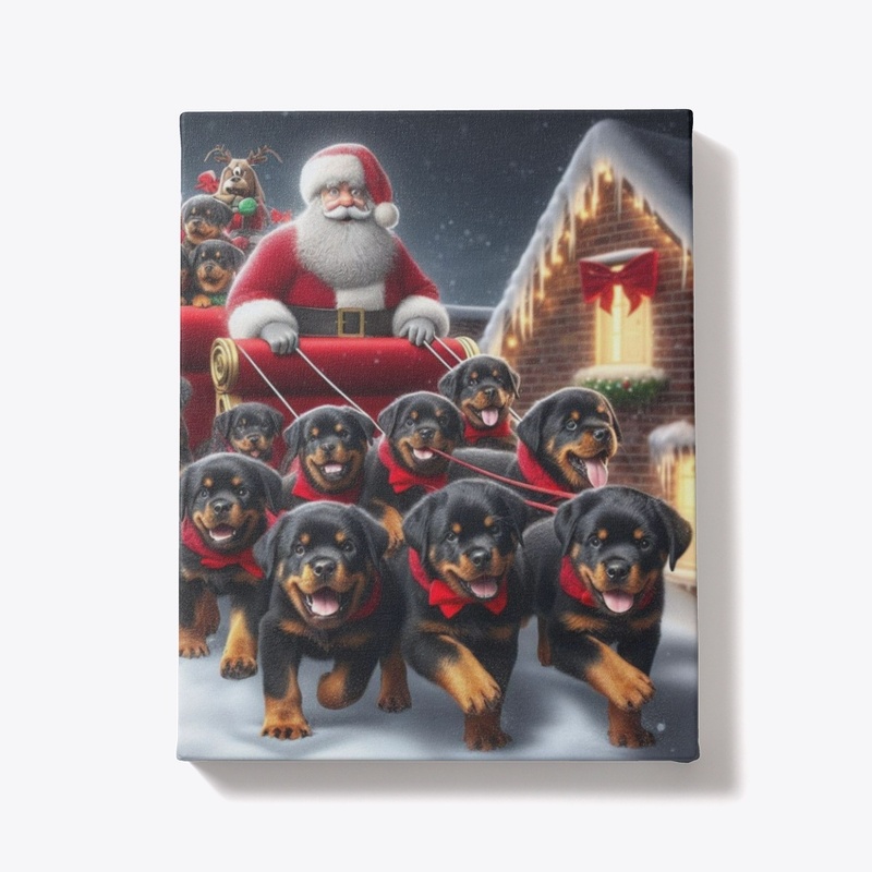 Rottweiler Puppies and Santa