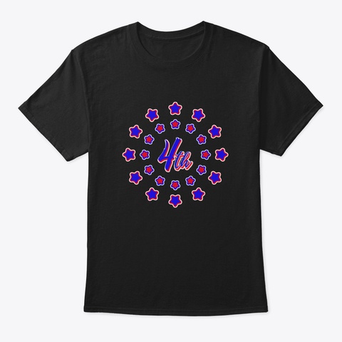 4 Th Of July Stars Black T-Shirt Front