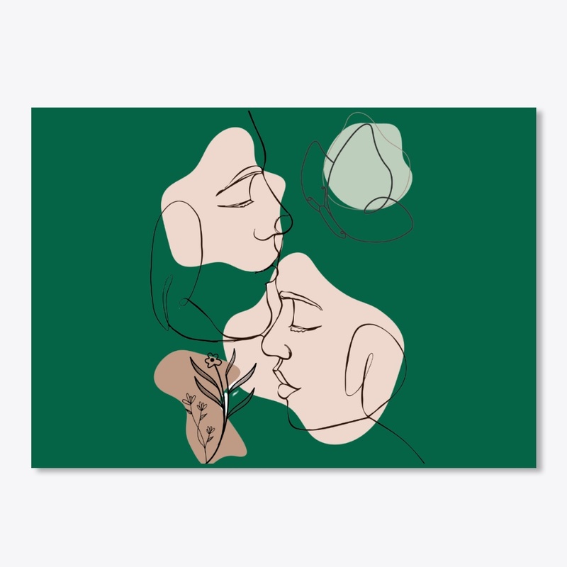 Lineal Art Drawing Couple Love Portrait