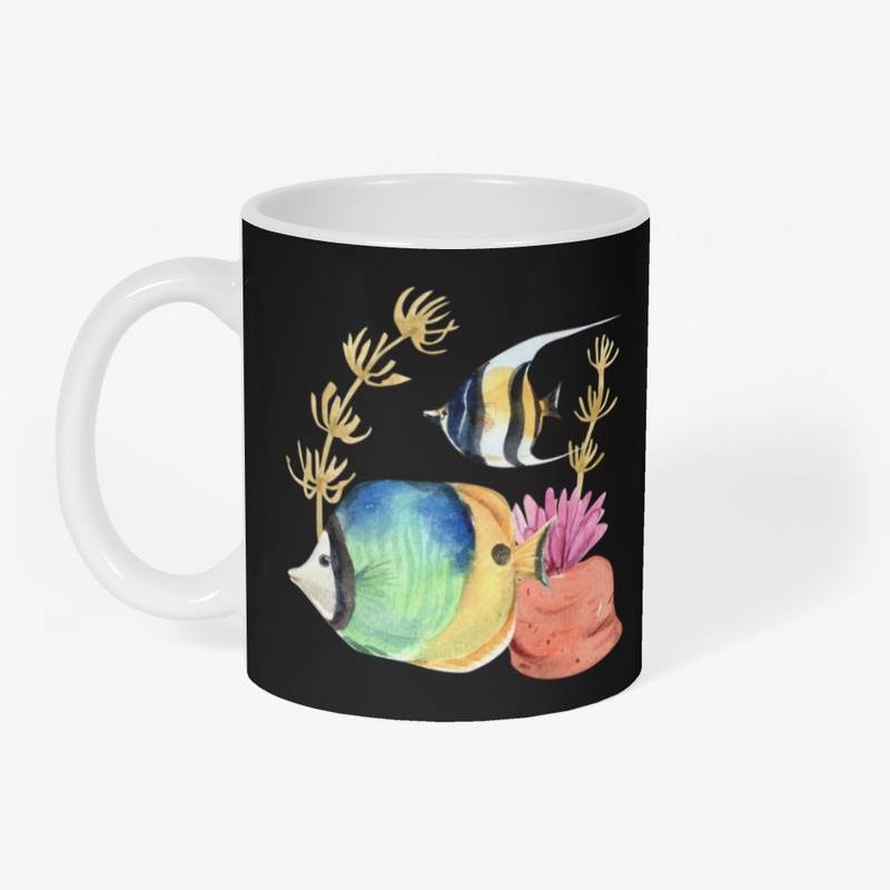 Watercolor reef fishes