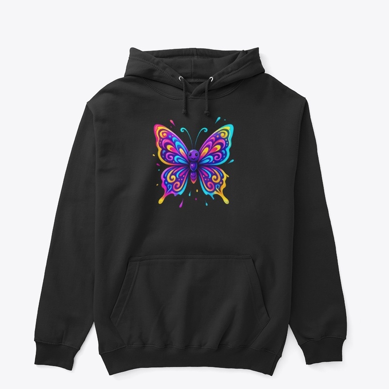 Colorful Neon Butterfly Art Tee
