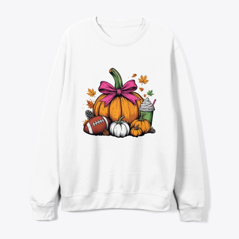 Pumpkin, Pink Bow & Football Fall Vibes 