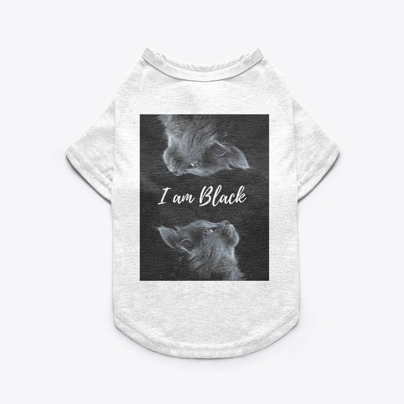 cat with I Am Black text T-Shirt 