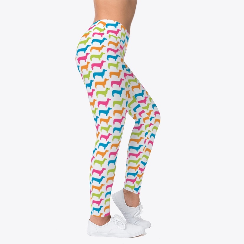 Multicolored Dachshund Pattern Leggings