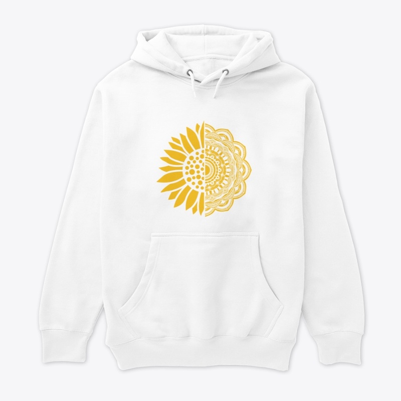 Half Yellow Flower half Mandala