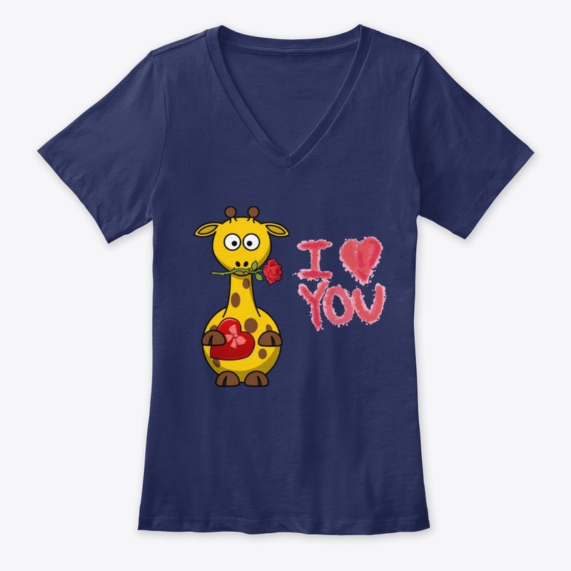 I love You (Giraffe with Rose)