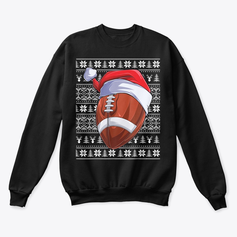 FOOTBALL BALL SANTA HAT CHRISTMAS BALL S