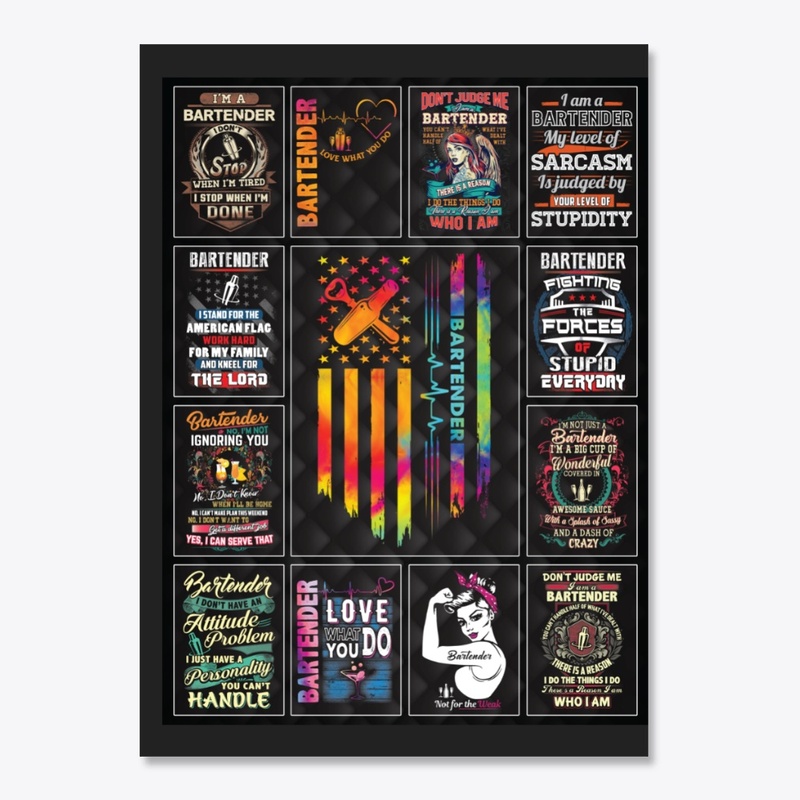 Awesome Bartender Collage Fleece Blanket