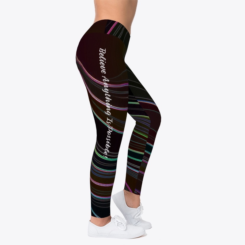 Leggings Believe Black Color Swirl 