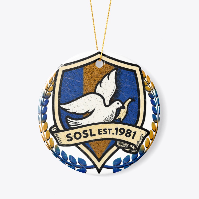 Distressed Shield ornament SOSL yel/blu