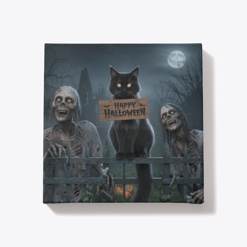 Happy Halloween Cat Art Print