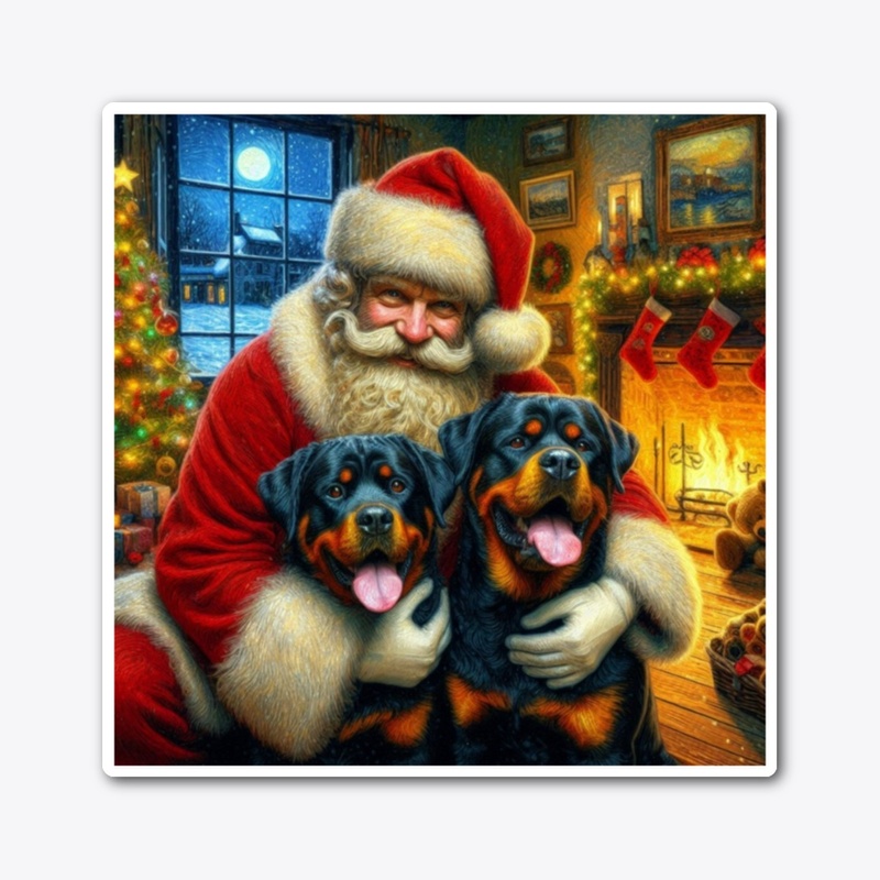 Santa with Rottweilers