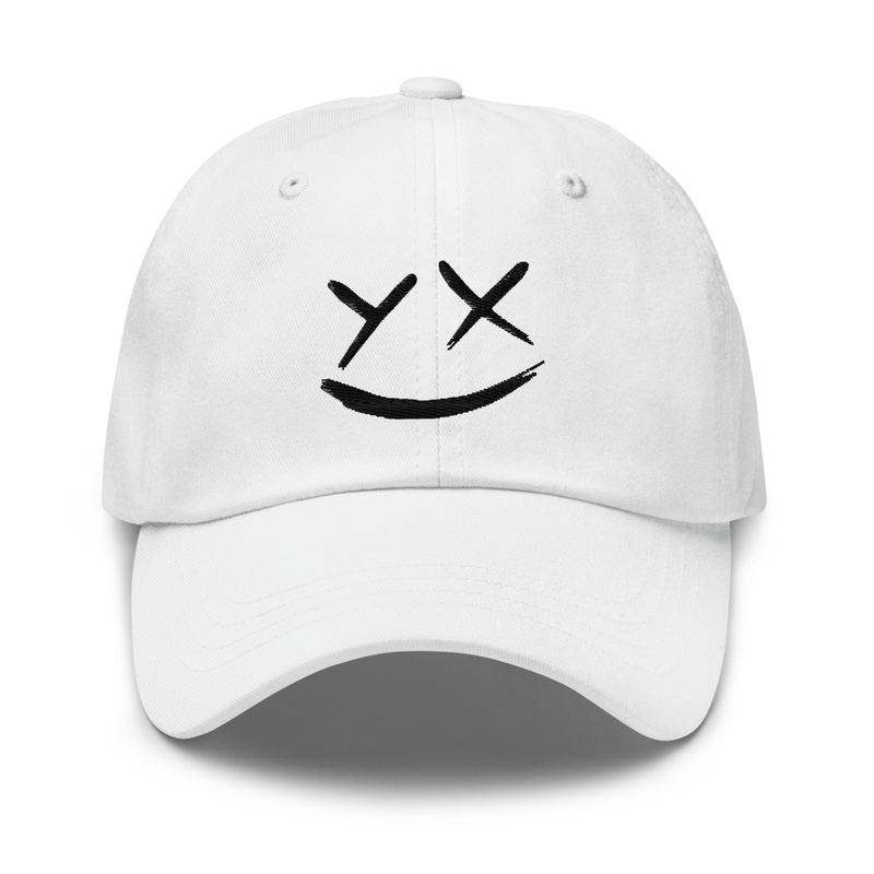 Y and X Black Smiley Embroidered Cap