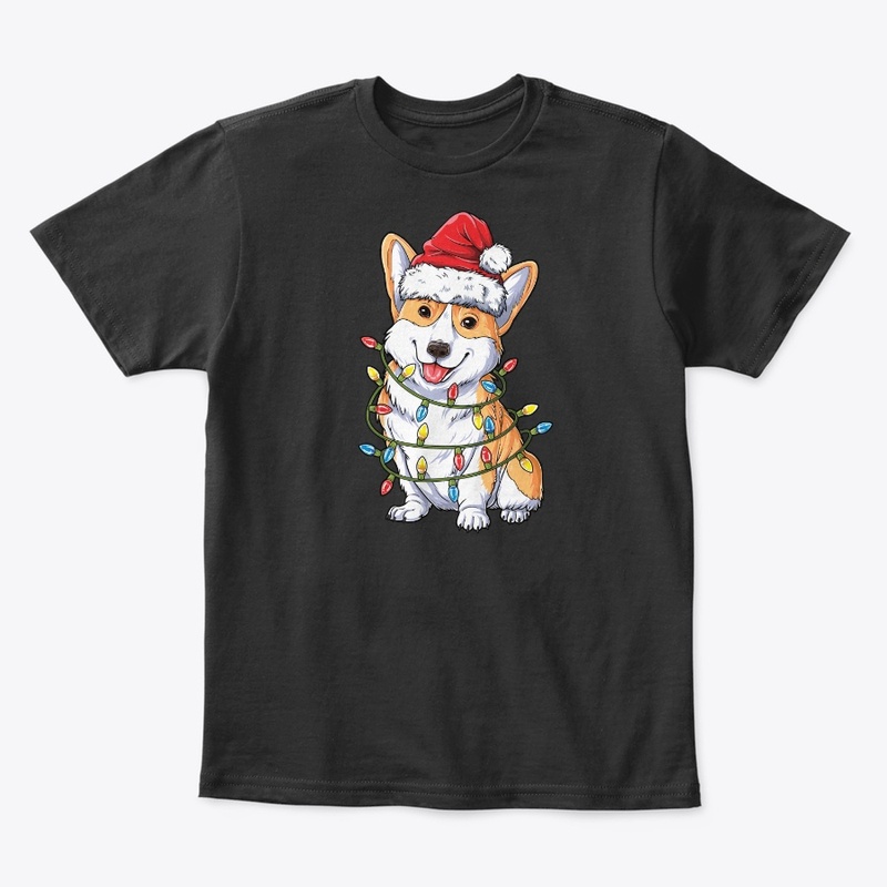 Corgi Santa Hat Xmas Lights Christmas
