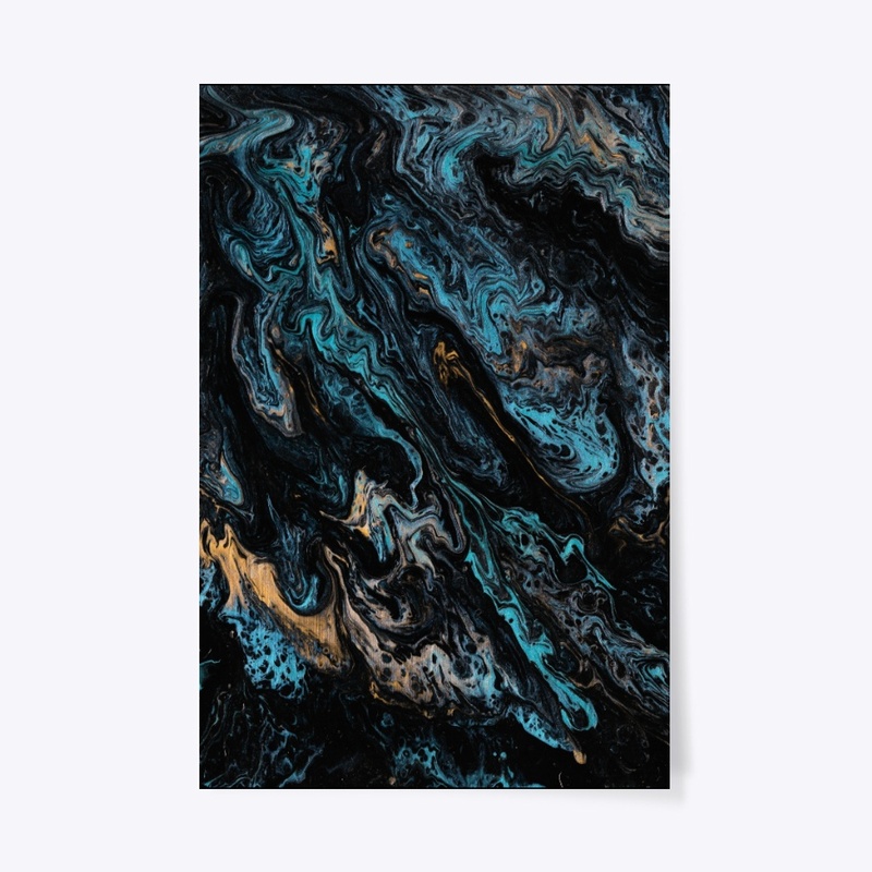 Marble Effect (Blue, black and gold)