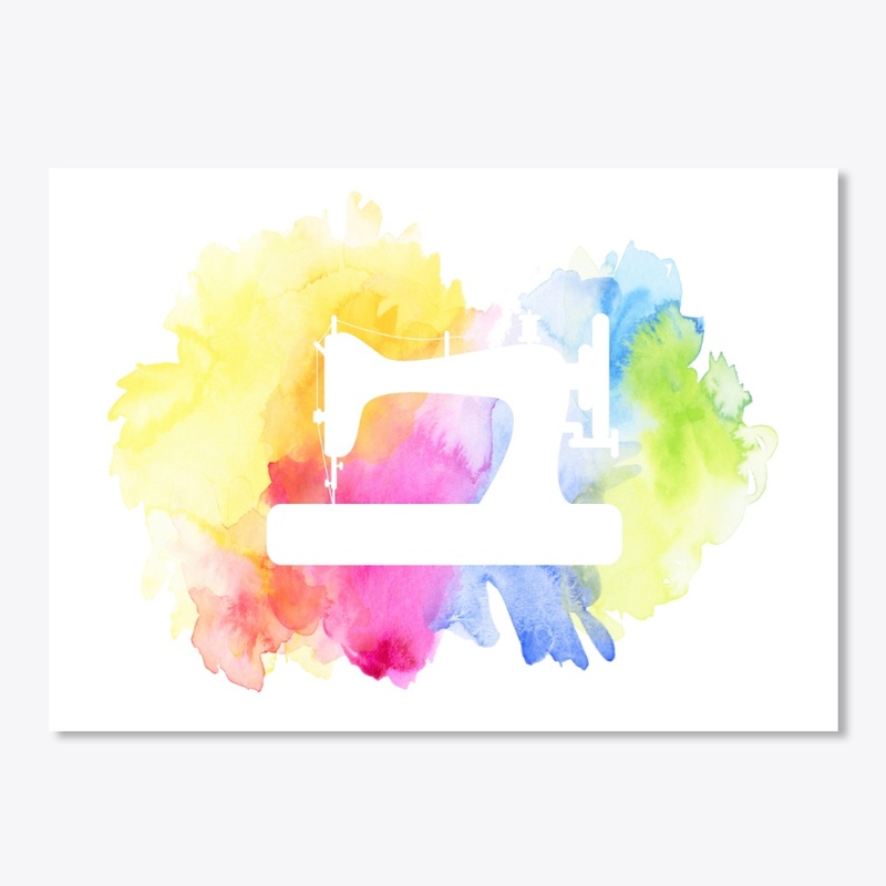Sewing Machine Cutout Rainbow Watercolor