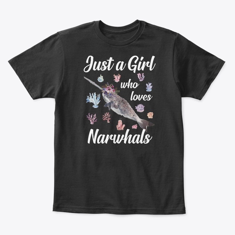 Girl Loves Narwhals Watercolor Style