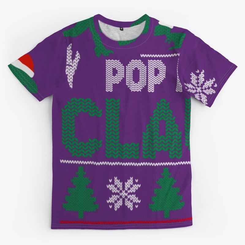 Pop Pop Claus T-rex Christmas Matching F