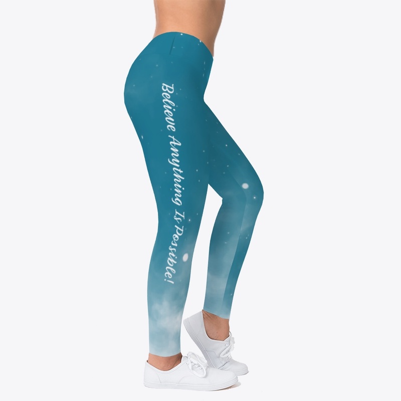 Leggings Yoga Pants Believe Aqua