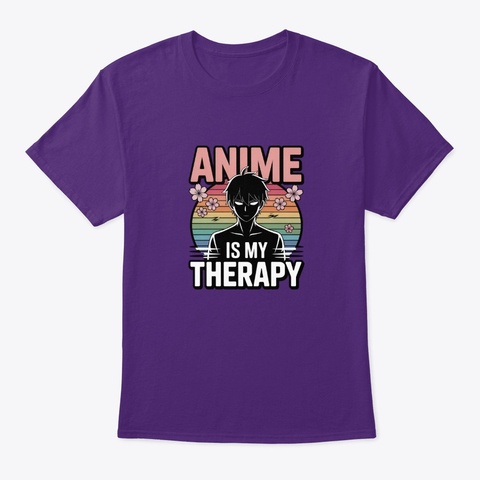 Anime Is My Therapy   Boy Purple T-Shirt Front
