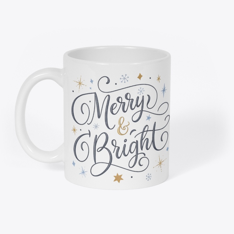 Merry & Bright Christmas Calligraphy Tee
