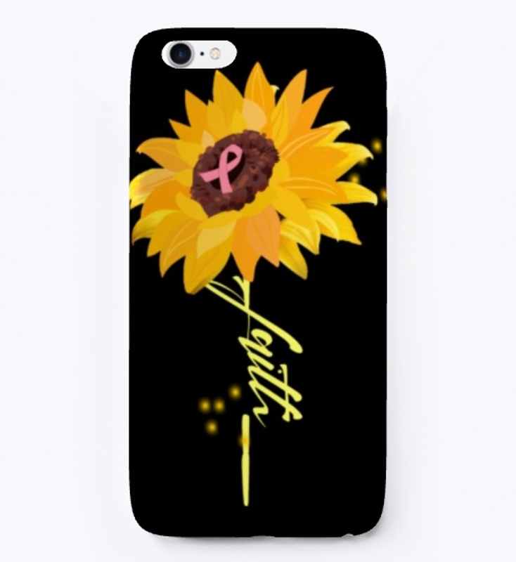 Sunflower Faith Cross With Pink Ribbon