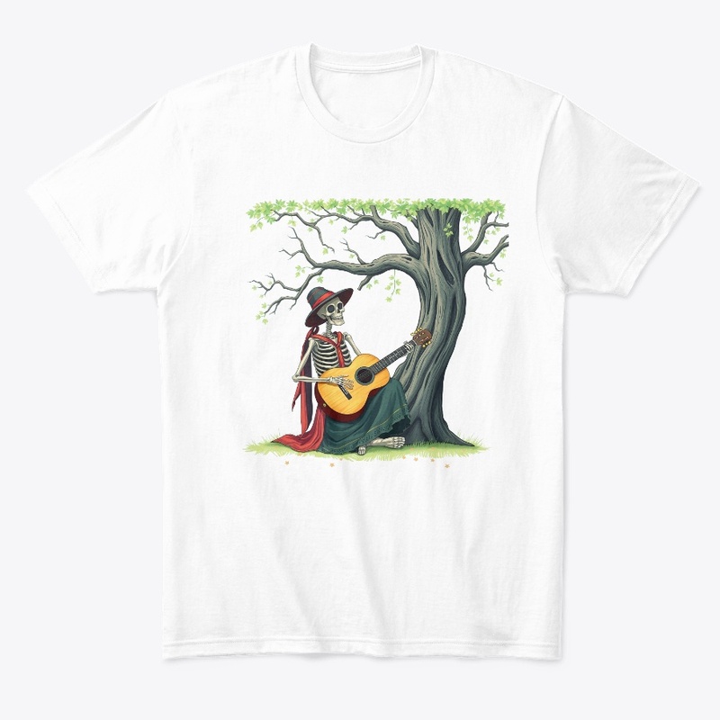 Skeleton with Guitar Under old Tree