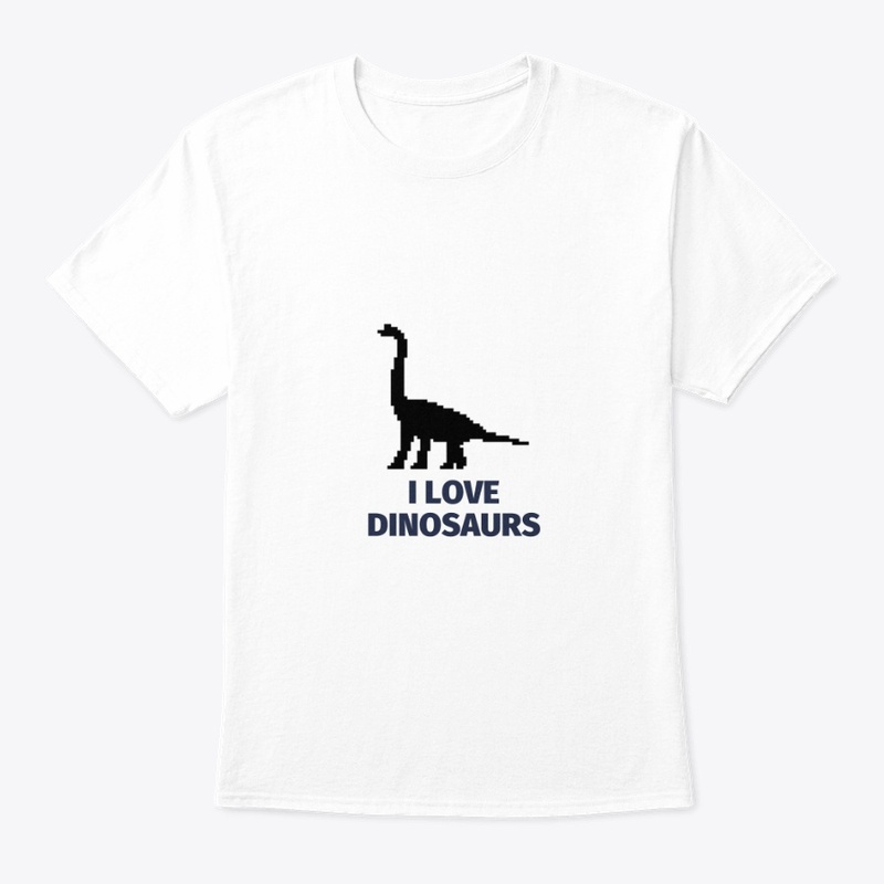 Pixel Art Dinosaur 5 White