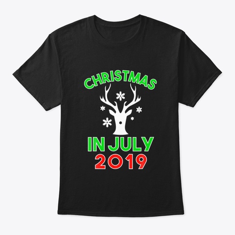Christmas In July 2019 Reindeer Snow Men Black T-Shirt Front