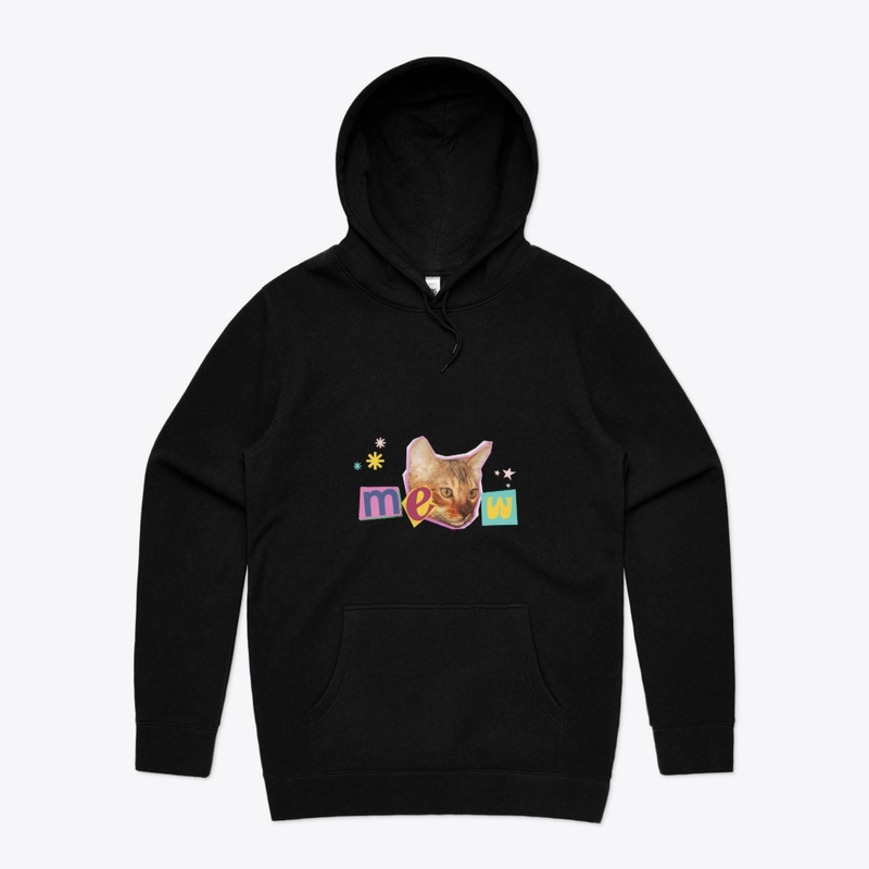 Meow Vibes Only – Cute Cat Print Hoodie 
