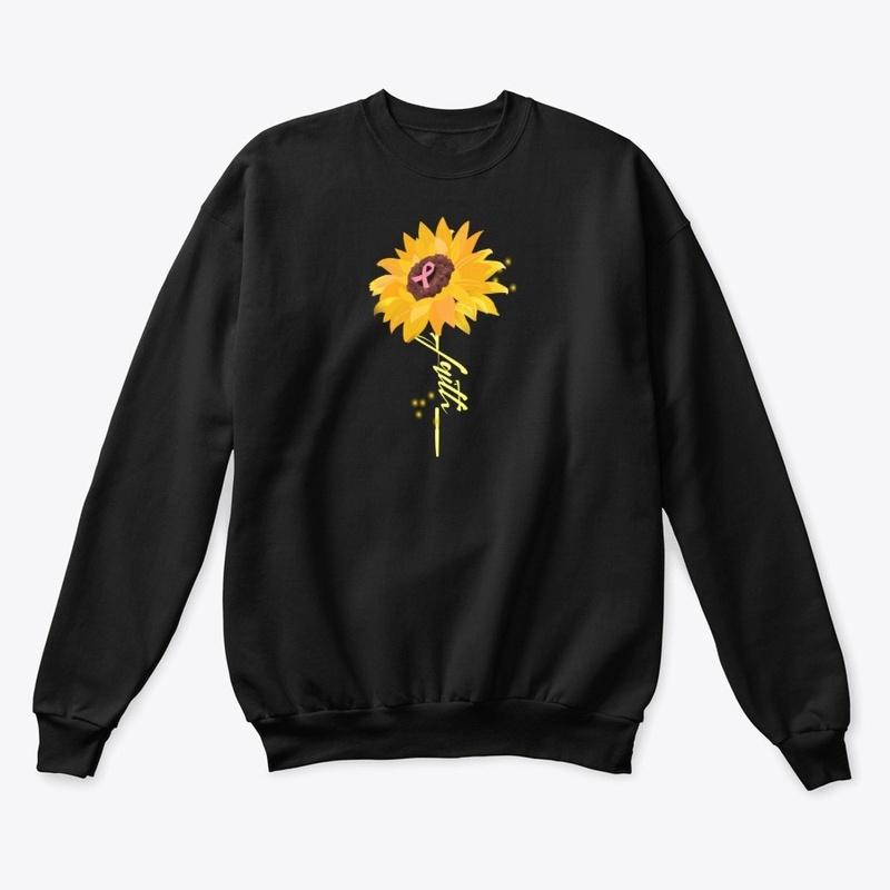Sunflower Faith Cross With Pink Ribbon