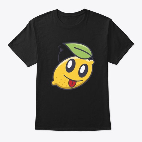 Kawaai Waving Lemon Black T-Shirt Front