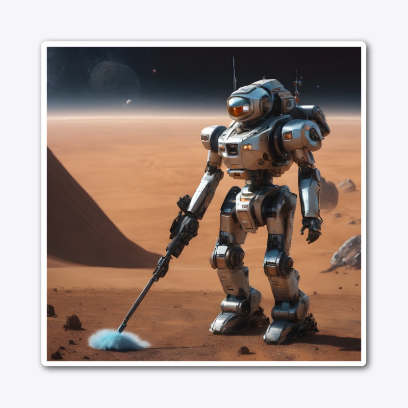 Robot with a feather duster