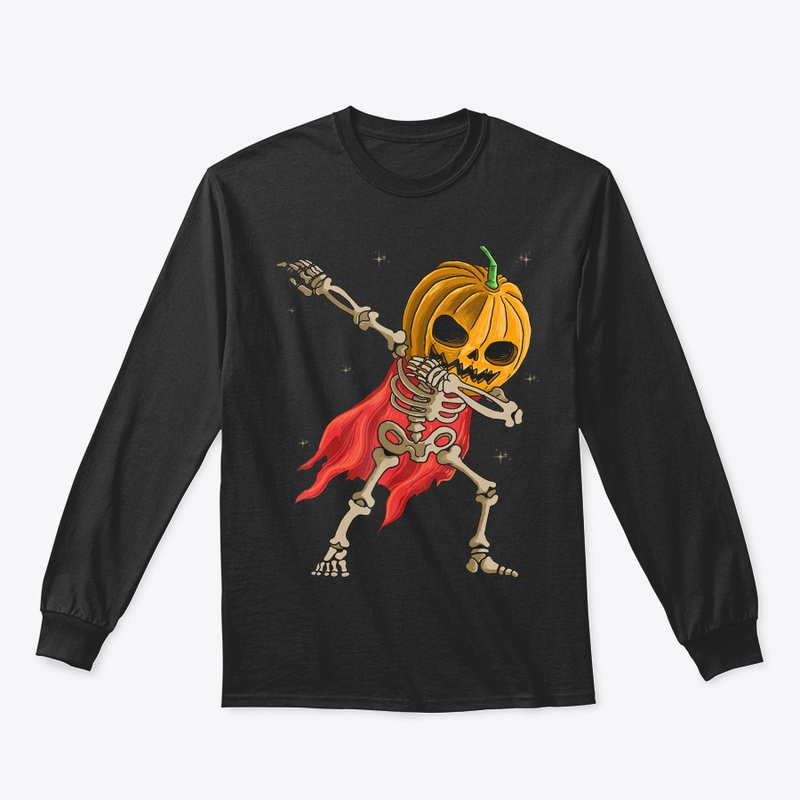 Funny Pumpkin Head Skeleton Dabbing Danc