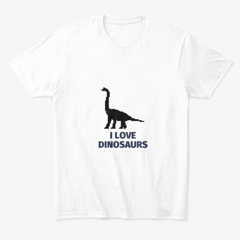 Pixel Art Dinosaur 5 White