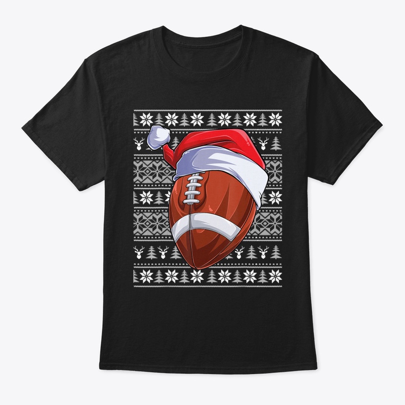 FOOTBALL BALL SANTA HAT CHRISTMAS BALL S