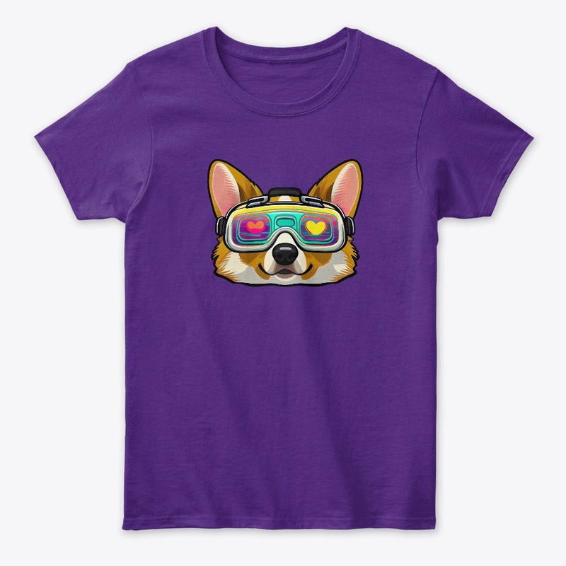 kawaii corgi retro style