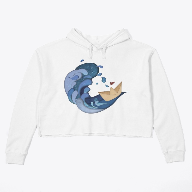 Paper boat sailing waves