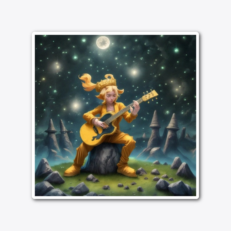 Guitar player under the stars