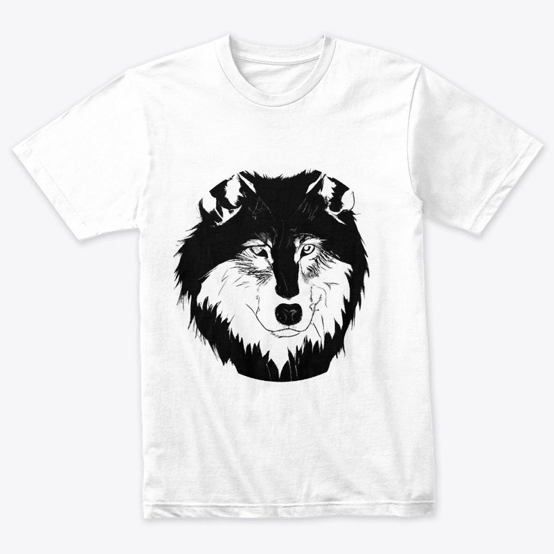 Wolf head black and white