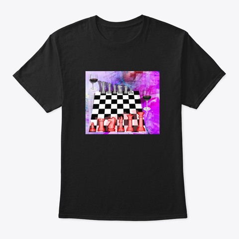 Another Night Of Chess Abstract Art Black T-Shirt Front