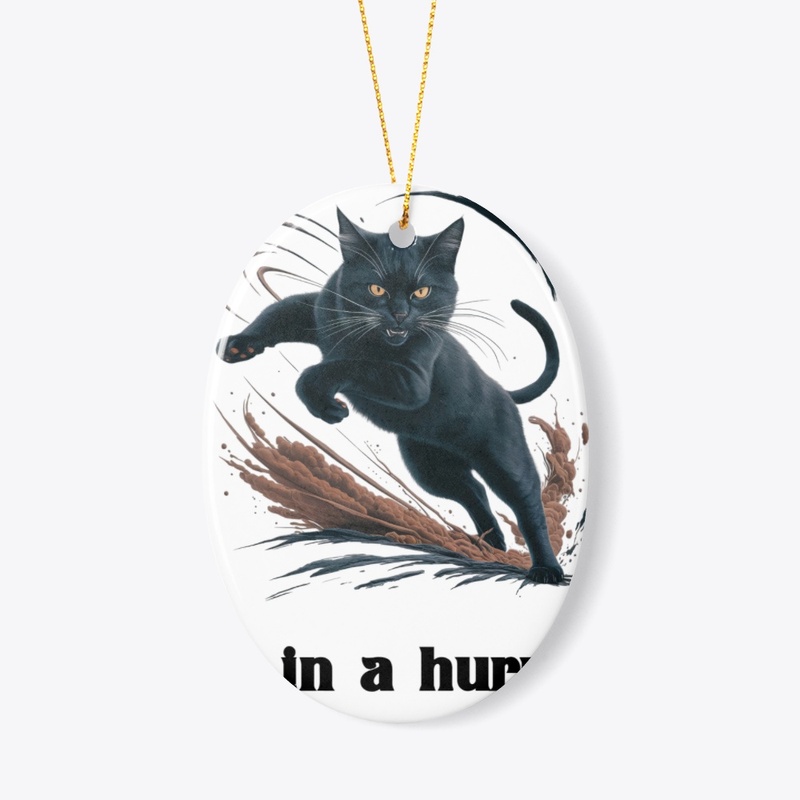 black cat running like an avenger.
