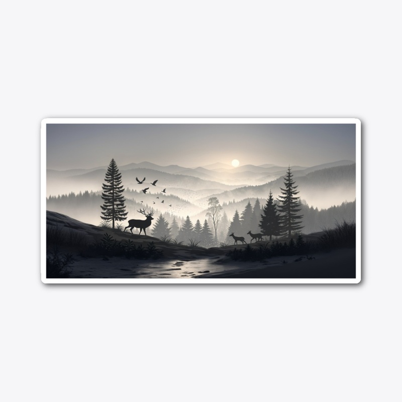 Misty Mountain Wildlife at Dawn