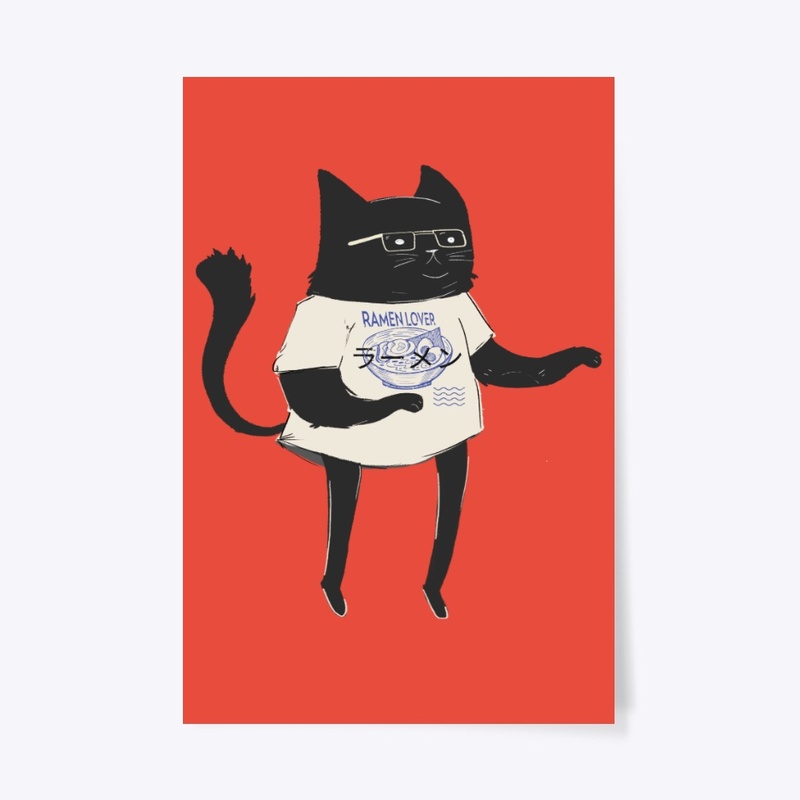 Ramen lover cat